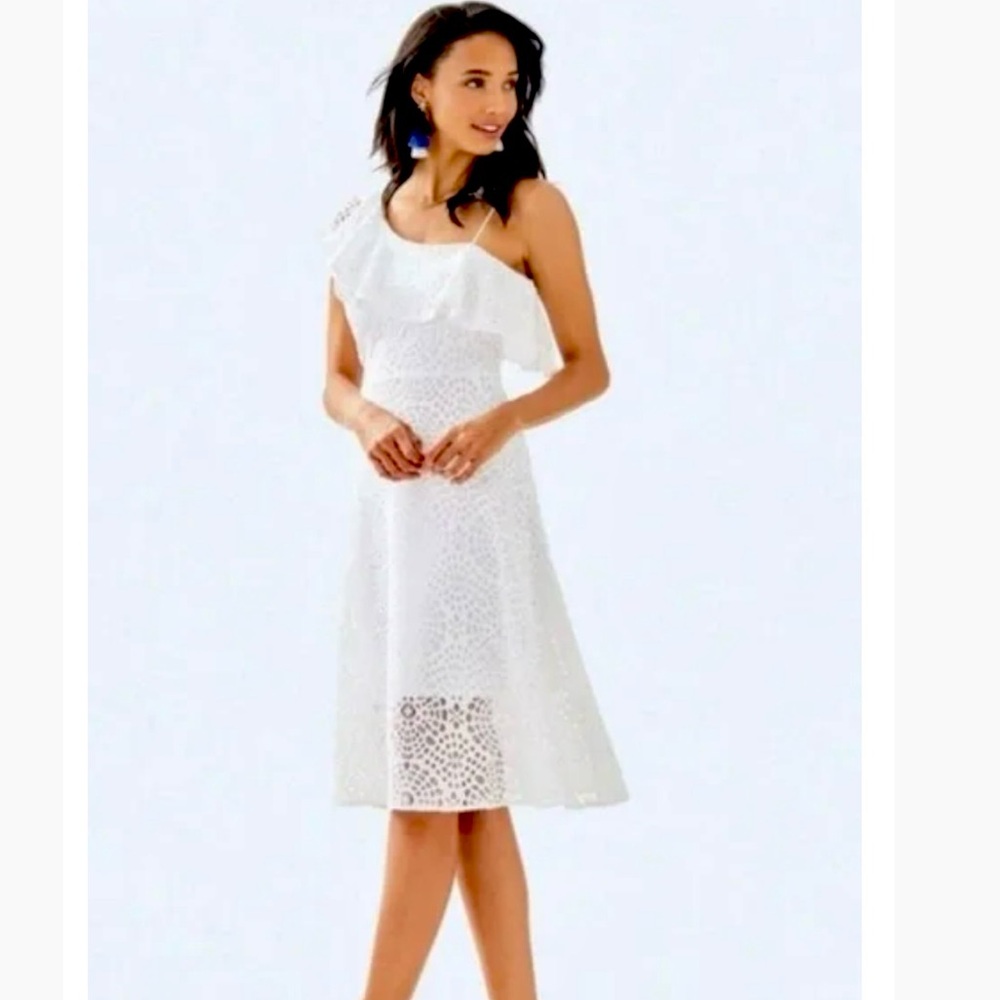 Lilly Pulitzer Callisto Resort White Terry Eyelet Lace Midi Dress Size 6 NWT
